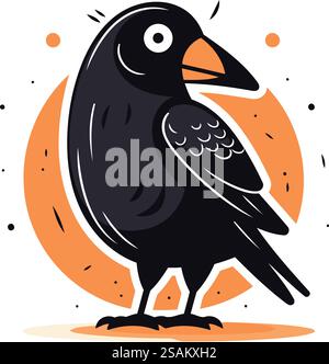 Crow. Illustrazione vettoriale. Isolato su sfondo bianco. Illustrazione Vettoriale