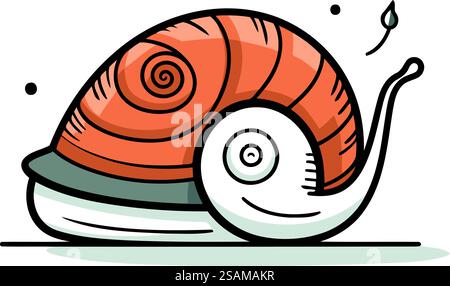 Icona del doodle dei cartoni animati con lumaca. illustrazione vettoriale. eps10 Illustrazione Vettoriale