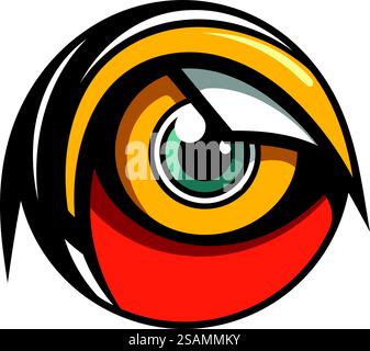 Icona occhio in stile cartone animato isolato su sfondo bianco. Illustrazione vettoriale. Illustrazione Vettoriale