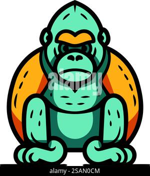 Gorilla Monkey mascotte. Illustrazione di cartoni animati della mascotte di gorilla Monkey per il web design Illustrazione Vettoriale