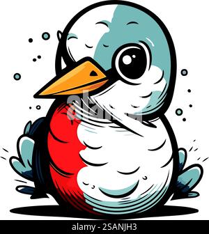 Illustrazione vettoriale di un simpatico pupazzo di neve dei cartoni animati isolato su sfondo bianco. Illustrazione Vettoriale