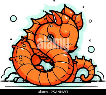 Buffo gamberetti dei cartoni animati. Illustrazione vettoriale su sfondo bianco. Isolato. Illustrazione Vettoriale