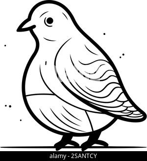 Pigeon isolato su sfondo bianco. Illustrazione vettoriale in stile contorno. Illustrazione Vettoriale