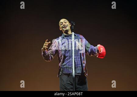 L'artista hip-hop inglese Loyle Carner si esibisce allo Sziget Festival 2023 di Budapest, Ungheria Foto Stock