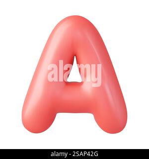 Lettera 3d Un design 3d maiuscolo e realistico in stile fumetto. Isolato su sfondo bianco. rendering 3d. Illustrazione vettoriale. Lettera A maiuscola 3d. Illustrazione Vettoriale