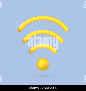 Icona Wi-Fi 3D. Simbolo WiFi. Concetto di rete wireless realistico. Illustrazione 3d vettoriale. Illustrazione Vettoriale