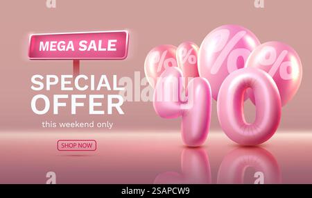 Mega offerta, offerta speciale, banner sconto 40. Promozione cartello. Vettore. Mega offerta, offerta speciale, banner sconto 40. Promozione cartello. Illustrazione vettoriale Illustrazione Vettoriale