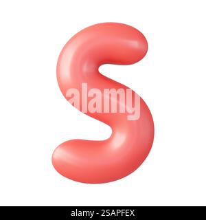 Design 3d lettera S maiuscola, realistico 3d in stile fumetto. Isolato su sfondo bianco. rendering 3d. Illustrazione vettoriale. Lettera S maiuscola 3d. Illustrazione Vettoriale