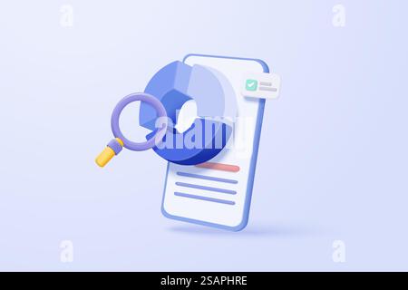 Grafico 3D per la negoziazione di azioni con telefono cellulare. Vendere e acquistare denaro contante e scambiare con il concetto di business finanziario, guadagnando investimenti. illustrazione del vettore di trading bancario 3d per l'investimento Illustrazione Vettoriale