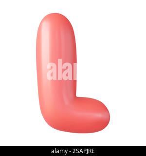 Design 3d lettera L maiuscola, realistico 3d in stile fumetto. Isolato su sfondo bianco. rendering 3d. Illustrazione vettoriale. Lettera L maiuscola 3d. Illustrazione Vettoriale