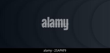 Sfondo panoramico vettoriale astratto scuro minimalista con cerchi sovrapposti nelle sfumature blu e grigio, per un design dinamico e innovativo. Ampia composizione e sfondo minimalista. Sfondo panoramico vettoriale astratto scuro minimalista con cerchi sovrapposti Illustrazione Vettoriale