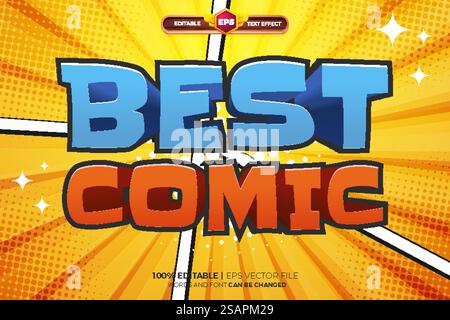 Miglior modello di logo con effetti di testo modificabili per l'avventura dei fumetti Illustrazione Vettoriale