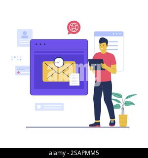 Concetto vettoriale della bozza e-mail. Illustrazione vettoriale piatta isolata su sfondo bianco Illustrazione Vettoriale