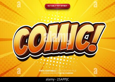 Stile effetto testo modificabile 3D Super Big Bang Comic Bold Illustrazione Vettoriale