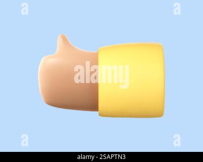 Icona pollice in alto dei cartoni animati 3D. Gesto della mano di tipo, OK, buono, successo o approvazione. Illustrazione Vector 3D. Illustrazione Vettoriale