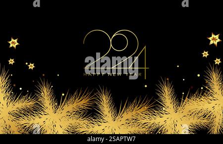 Illustrazione vettoriale con fuochi d'artificio e palloncini su sfondo scuro, testo felice anno nuovo 2024 . Illustrazione vettoriale. Fuochi d'artificio e palloncini su sfondo scuro, testo felice anno nuovo 2024". Illustrazione Vettoriale