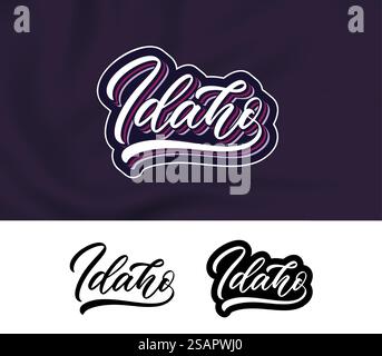 Idaho, disegno di lettere a mano per la stampa sui vestiti. Slogan vettoriale per la t-shirt. Design tipografico moderno. Illustrazione Vettoriale