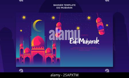 modello banner eid al-fitr Illustrazione Vettoriale