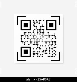 Esempio di codice QR vettoriale per la scansione dello smartphone isolato su sfondo bianco. Illustrazione Vettoriale