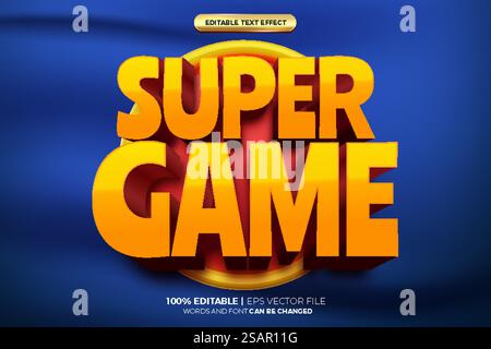 Stile effetto testo modificabile 3D Super Game Illustrazione Vettoriale