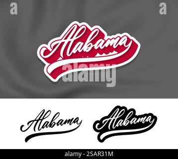 Scritta a mano Alabama. Calligrafia moderna. Illustrazione vettoriale. Vettore di testo Alabama. Design tipografico alla moda. Illustrazione Vettoriale