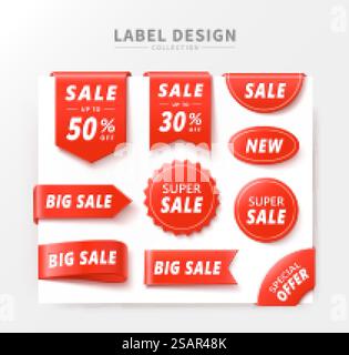 Sconti promozionali cartellini rossi Illustrazione Vettoriale