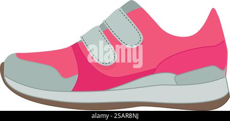 Icona del colore delle scarpe da ginnastica. Scarpe da ginnastica rosa isolate su sfondo bianco. Icona del colore delle scarpe da ginnastica. Scarpe da ginnastica rosa Illustrazione Vettoriale