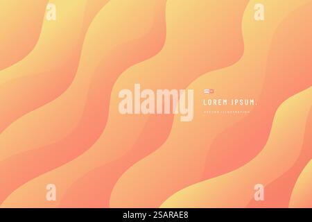 Forma ondulata astratta su sfondo giallo, arancione chiaro, rosa. Moderno motivo a curva color pastello. È possibile utilizzare per modelli di brochure di copertina, poster, banner Web, annunci a mezzo stampa, ecc. Illustrazione vettoriale Illustrazione Vettoriale