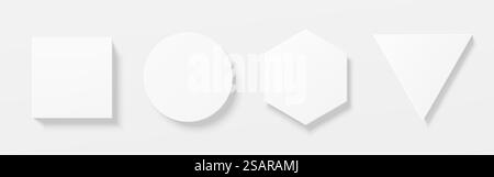 Set di telai per asse da stiro a forma tonda, quadrata, esagonale e triangolare 3D. Raccolta di scene geometriche isolate per l'esposizione di prodotti mockup. Vista dall'alto del design a piedistallo o podio. EPS10 vettoriale. Illustrazione Vettoriale