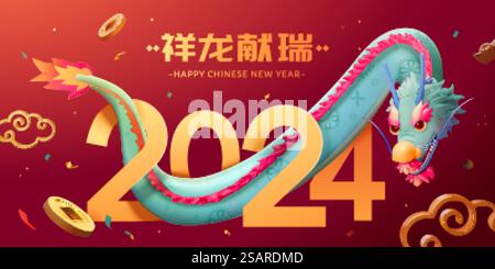 2024 anno della carta Dragon CNY Illustrazione Vettoriale