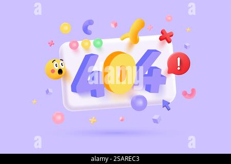 Pagina non trovata 404 design. 404 informazioni sulla pagina web degli errori. stile minimalista. rendering 3d. Illustrazione vettoriale Illustrazione Vettoriale
