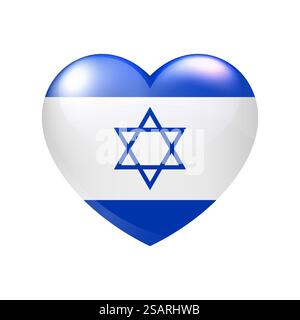 Bandiera di Israele nel cuore. Simbolo di Israele vettore. Simbolo d'amore per il paese. Illustrazione isolata eps10 Illustrazione Vettoriale
