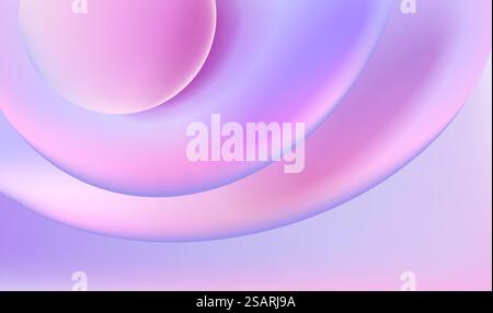 Sfondo di forma liquida di colore blu ologramma 3D astratto. Modello sfumato creativo minimale per opuscoli, volantini, poster, carta da parati, banner Web. Illustratore vettoriale Illustrazione Vettoriale