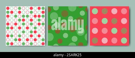 Motivo natalizio costituito da cerchi in modo lineare utilizzati per tessuti, tessuti, stampe, sfondo e carta da parati decorativa Illustrazione Vettoriale