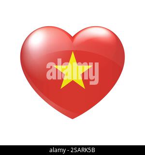Bandiera del Vietnam nel cuore. Simbolo vietnamita vettoriale. Simbolo d'amore per il paese. Illustrazione isolata eps10 Illustrazione Vettoriale