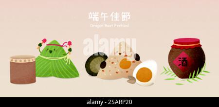 Elementi per il festival dei draghi Illustrazione Vettoriale