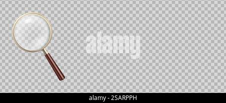 Set di lenti di ingrandimento realistiche. Strumenti di zoom lente di controllo microscopio ottico. Vettore 3d isolato realistico Illustrazione Vettoriale