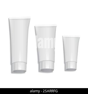 set di provette vuote con tappo largo isolato su sfondo bianco. set di tubi Illustrazione Vettoriale