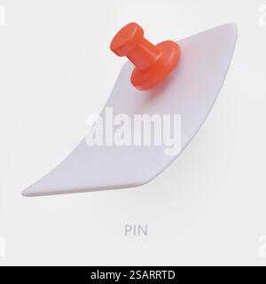 Nota bianca realistica con perno rosso, vista laterale. Svuotare l'adesivo da parete con il perno. Promemoria vuoto, mockup. Concetto di memo vettoriale. Luogo per la notifica, etichette. Nota bianca realistica con perno rosso, vista laterale. Svuotare l'adesivo da parete con il perno Illustrazione Vettoriale