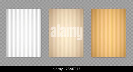 Carta o cartone a strisce. Vecchio sfondo marrone e bianco in stile retrò. Ripetizione geometrica astratta. Set di modelli vettoriali Illustrazione Vettoriale