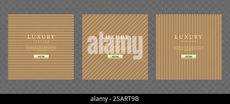 Carta o cartone a strisce. Vecchio sfondo marrone in stile retrò. Ripetizione geometrica astratta. Set di modelli vettoriali Illustrazione Vettoriale