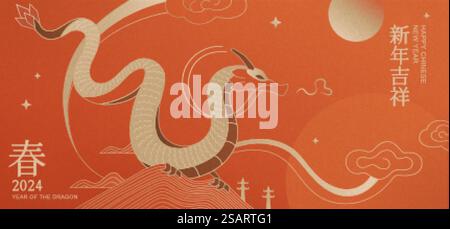 Elegante banner drago CNY Illustrazione Vettoriale