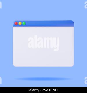 Finestra 3D Browser isolata. Rendering dell'interfaccia utente del sistema operativo, GUI. Software per computer. Cartella documenti. Sfondo astratto con pannello UI. Illustrazione vettoriale realistica. Finestra 3D Browser isolata Illustrazione Vettoriale