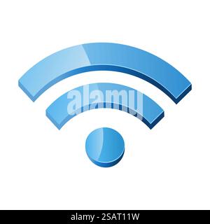 Icona del segno Internet WiFi in stile 3D. Illustrazione vettoriale della tecnologia wireless Wi-fi su sfondo isolato. Logo blu lucido impostazioni di rete Illustrazione Vettoriale
