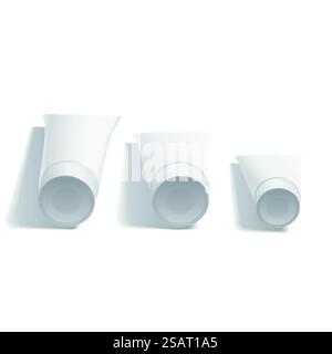 set di provette vuote con tappo largo isolato su sfondo bianco. set di tubi Illustrazione Vettoriale