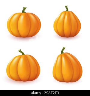 Zucche isolate su sfondo bianco. Set di elementi autunnali. Illustrazione vettoriale Illustrazione Vettoriale