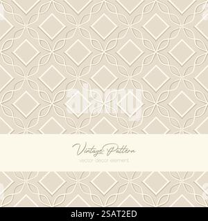 Motivo vintage senza cuciture. Modello di sfondo vecchio stile con ricci. Sfondo beige morbido vettoriale Illustrazione Vettoriale