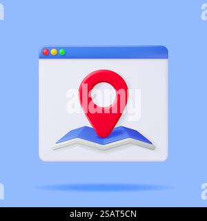 Mappa suburbana della città di carta piegata 3D con pin di posizionamento isolato nella finestra dati. Rendering mappa generica astratta. GPS e navigazione. Servizi di localizzazione. Punti di interesse. Illustrazione vettoriale. Mappa suburbana della città cartaria 3D con spillo di posizionamento Illustrazione Vettoriale