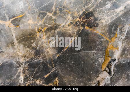 Struttura in marmo grigio scuro per il design. Sfondo in marmo astratto, sfondo naturale a motivi geometrici Foto Stock