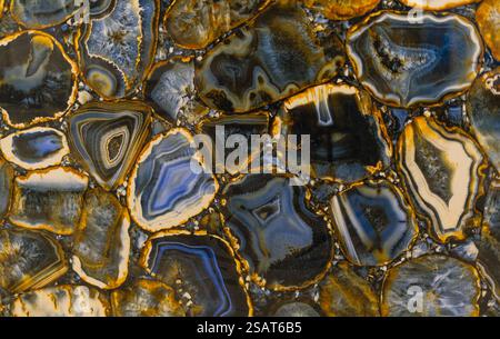 Superficie in gres porcellanato astratto blu dorato Foto Stock